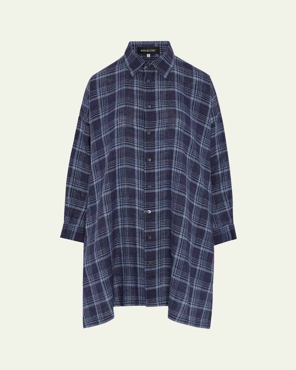 Wide A-line Collar Shirt with Slits (Very Long Length)